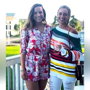 Carolina Belle Montreal Floral 3/4 Sleeve Romper